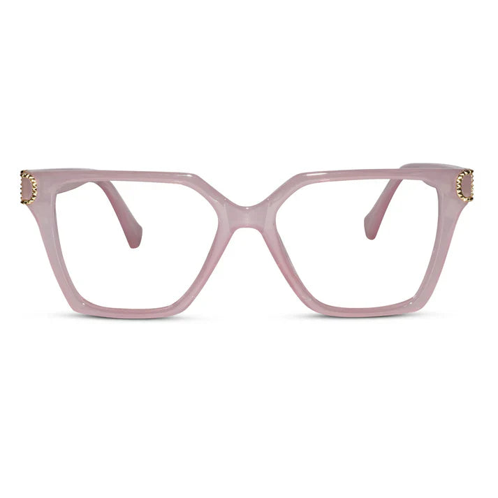 Oversize Pink Designer Cateye Power Eyeglasses