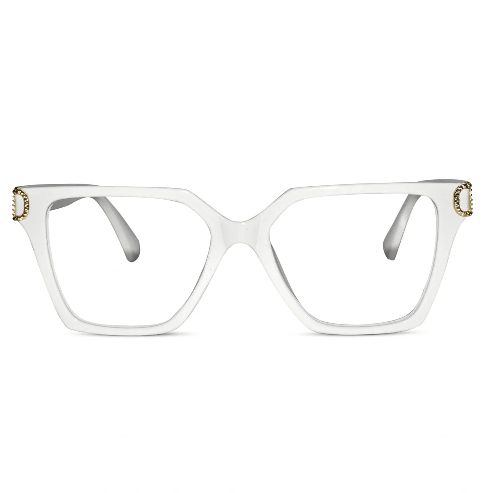 Oversize White Designer Cat eye Power Eyeglasses