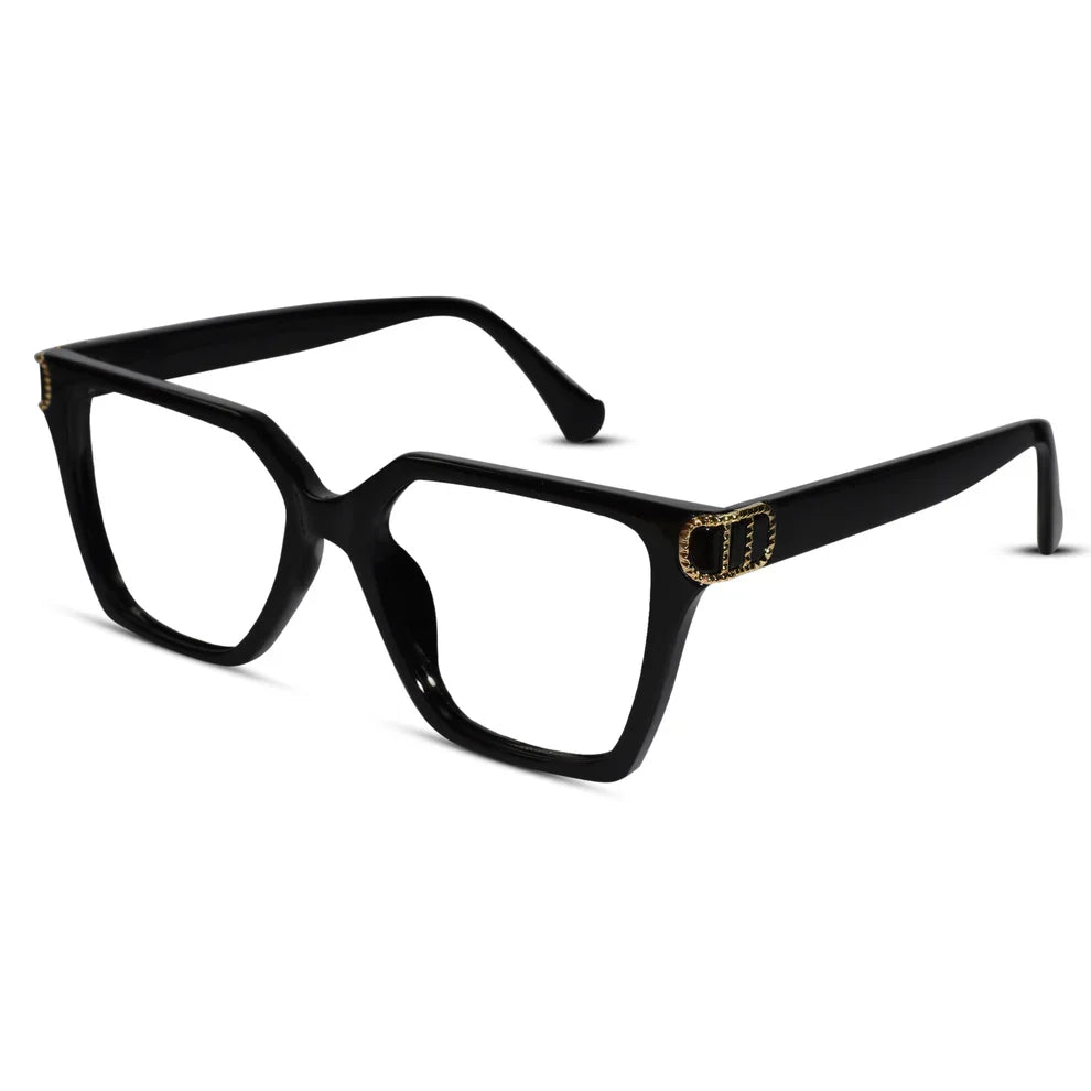 Oversize Black Designer Cateye Power Eyeglasses