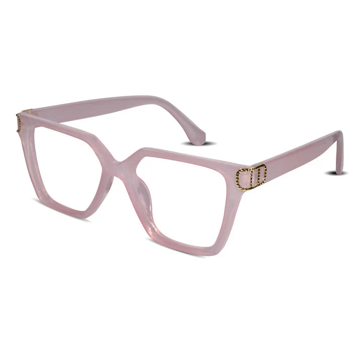 Oversize Pink Designer Cateye Power Eyeglasses