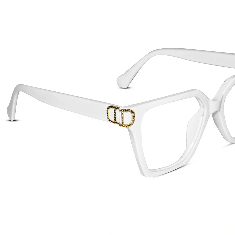 Oversize White Designer Cat eye Power Eyeglasses
