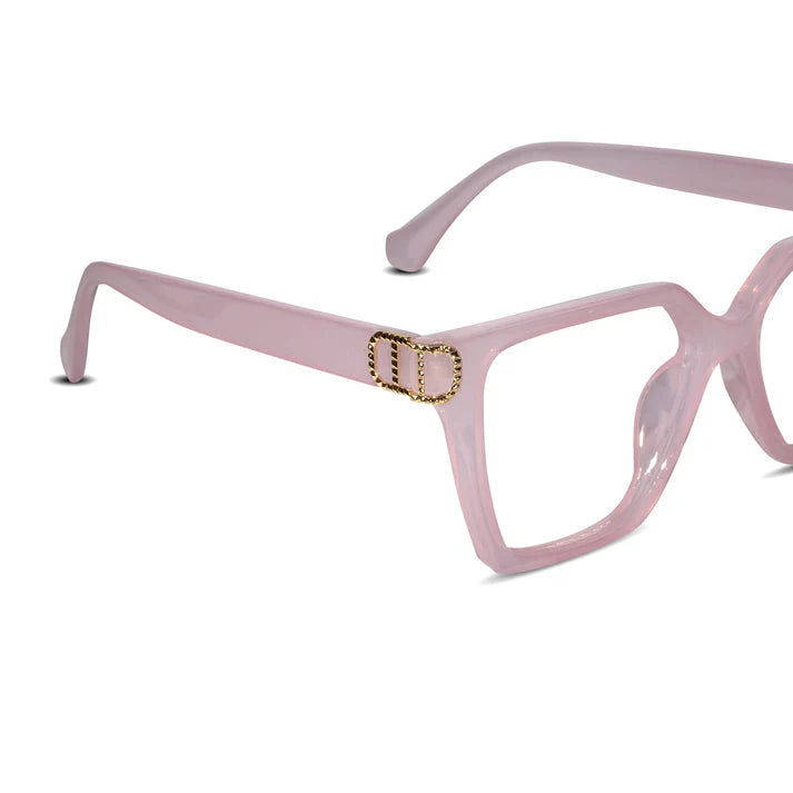 Oversize Pink Designer Cateye Power Eyeglasses