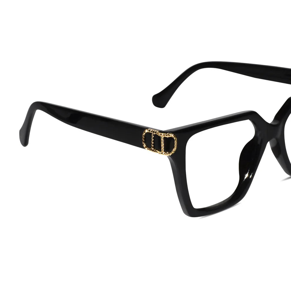 Oversize Black Designer Cateye Power Eyeglasses