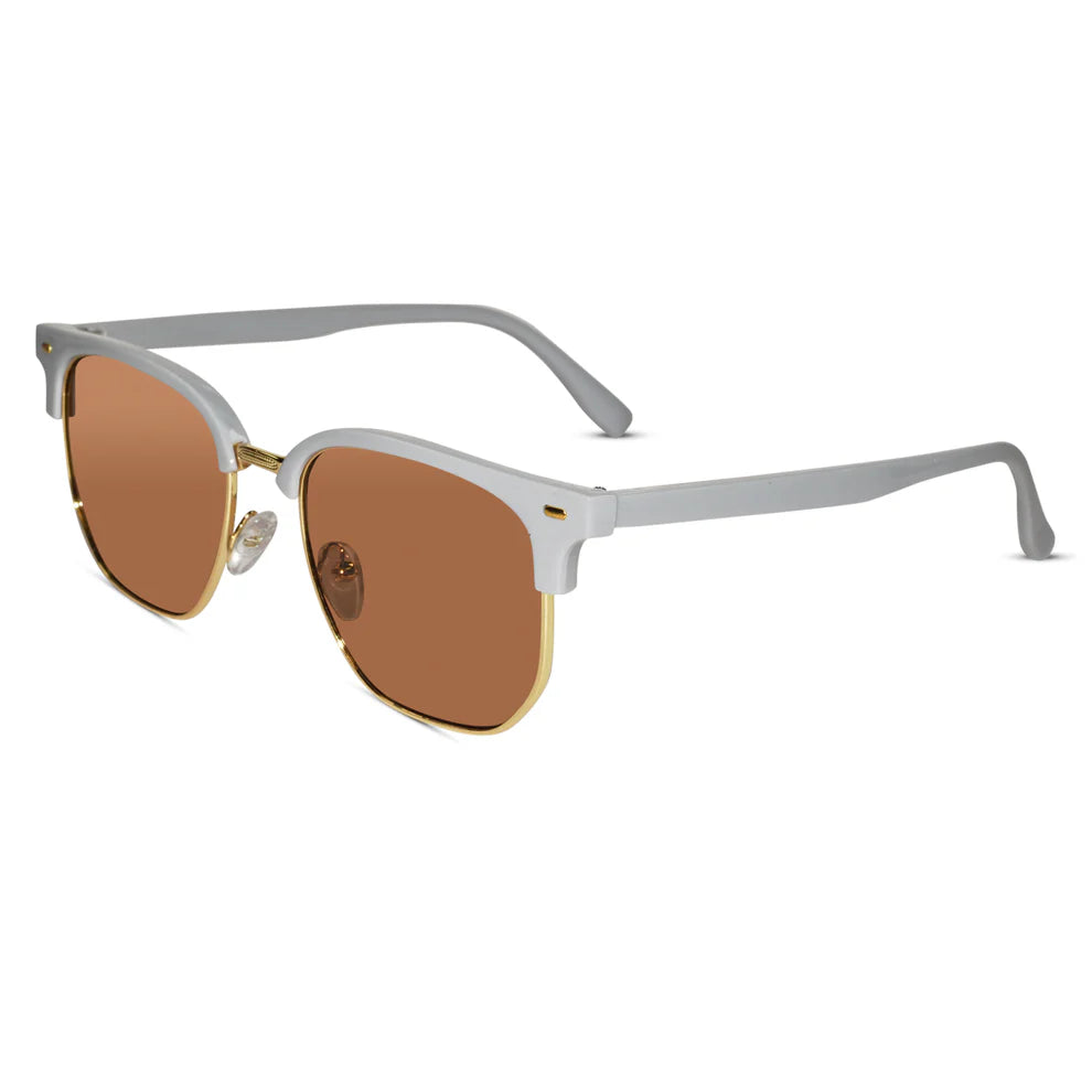 Gold Purple Rimless Aviator Sunglasses (Copy)White Rectangular Sunglasses For Men & Women