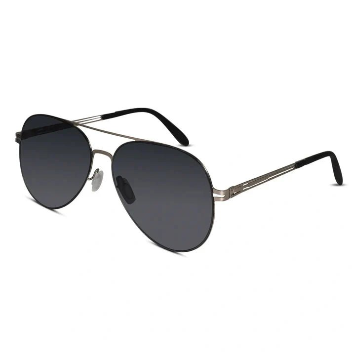 Flexible Polarized Matt Silver Aviator Sunglasses