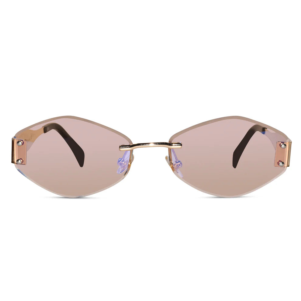 Hexa Designer Pink Rimless Sunglasses