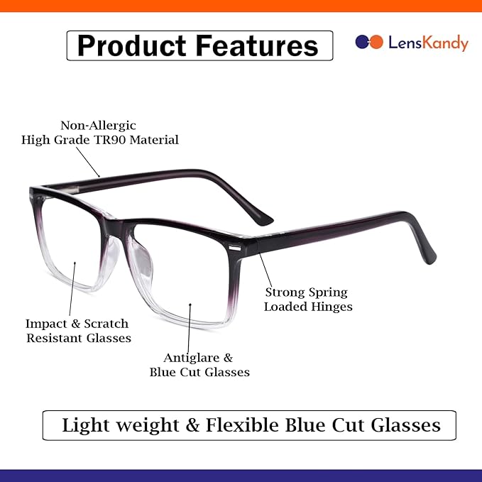 Rectangular Two Shaded Computer Glasses For Women & Men