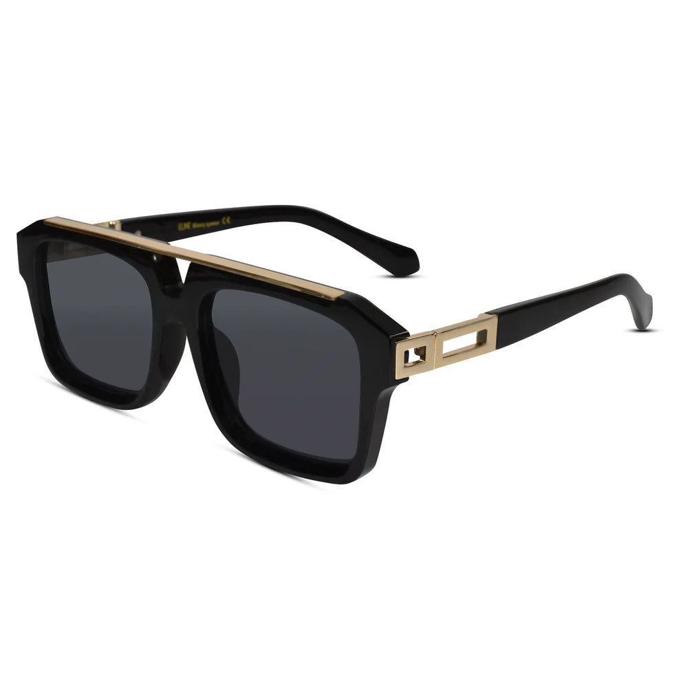 URBAN Black & Golden Rectangular Sunglasses