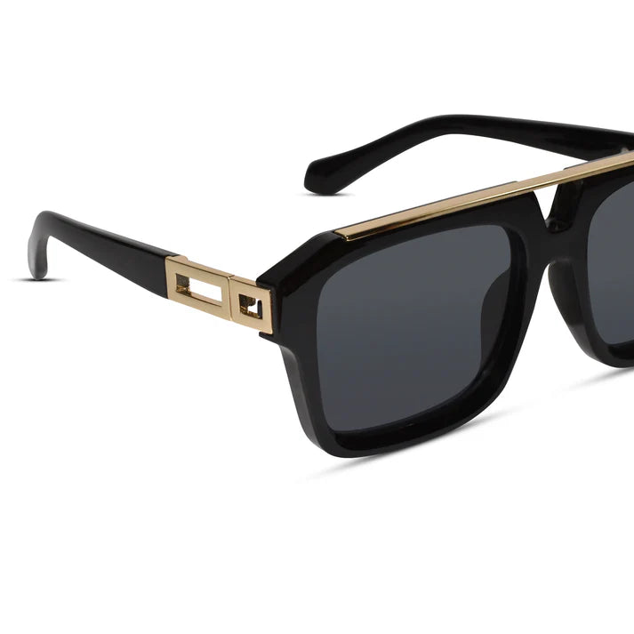 URBAN Black & Golden Rectangular Sunglasses