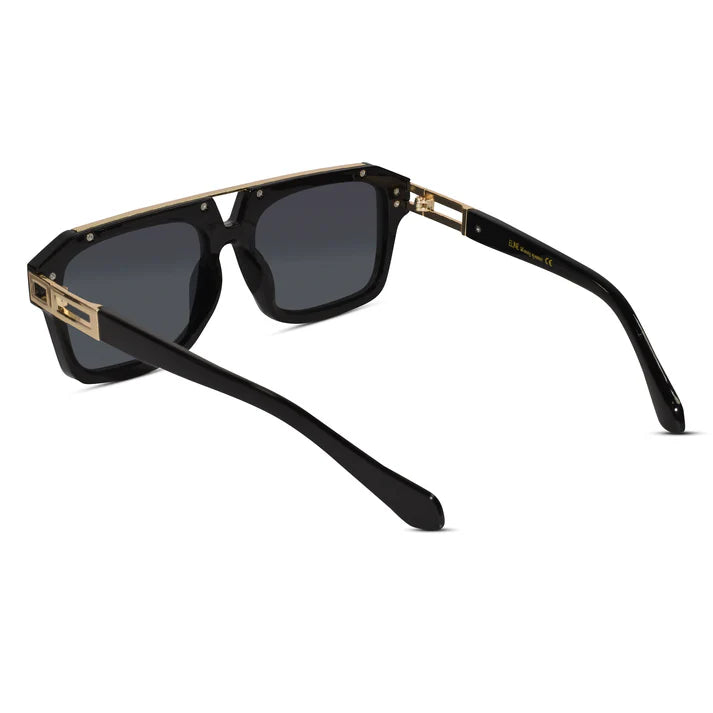 URBAN Black & Golden Rectangular Sunglasses