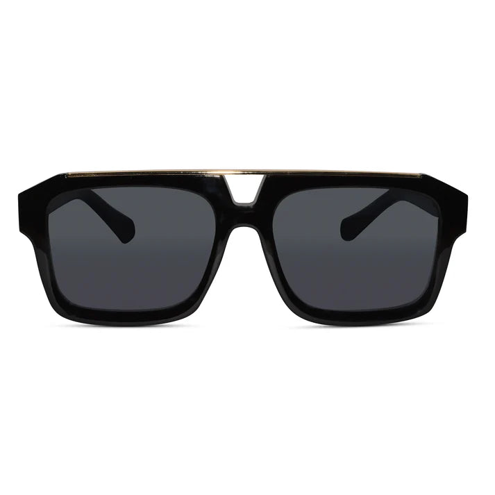 URBAN Black & Golden Rectangular Sunglasses