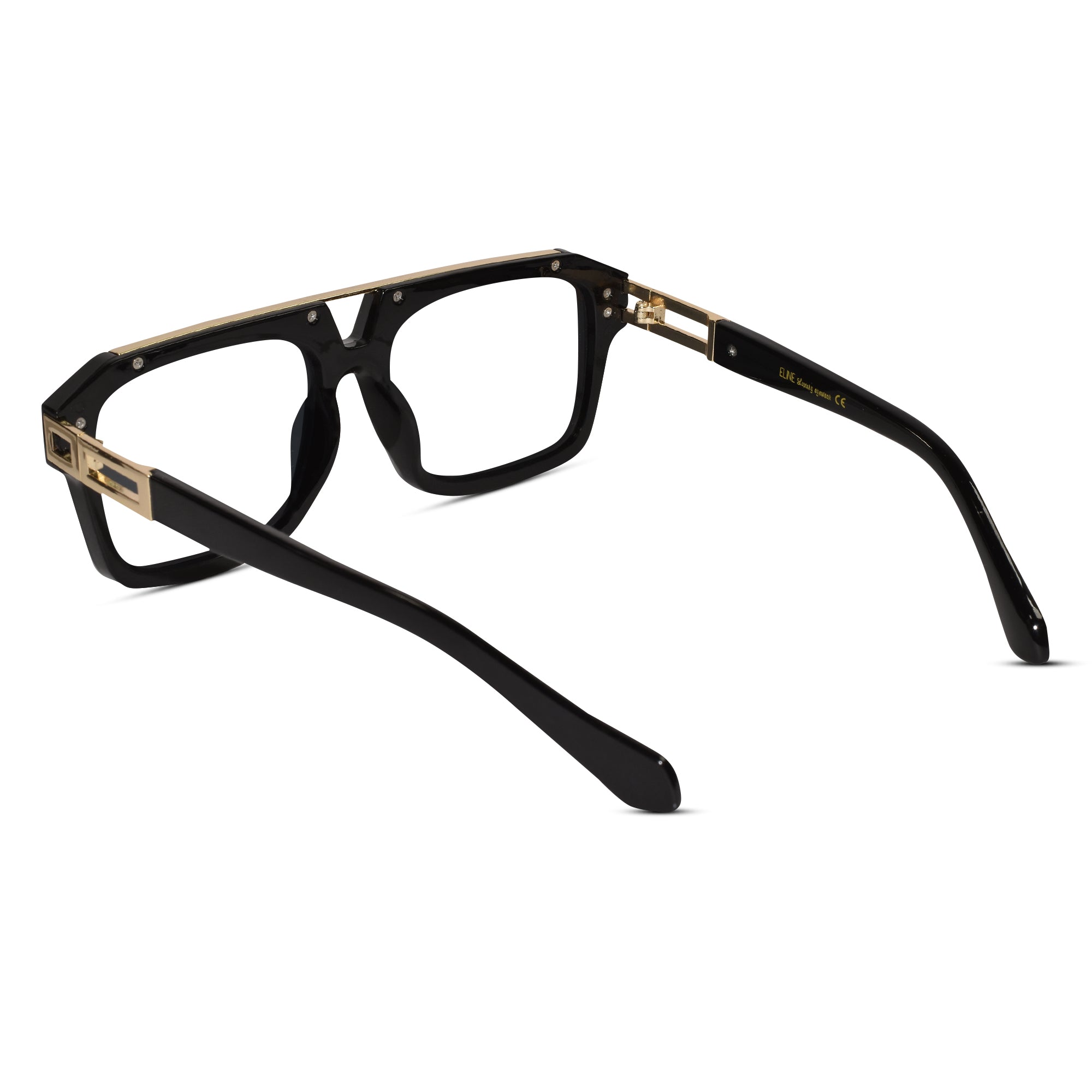 URBAN Black & Golden Rectangulare Eyeglasses