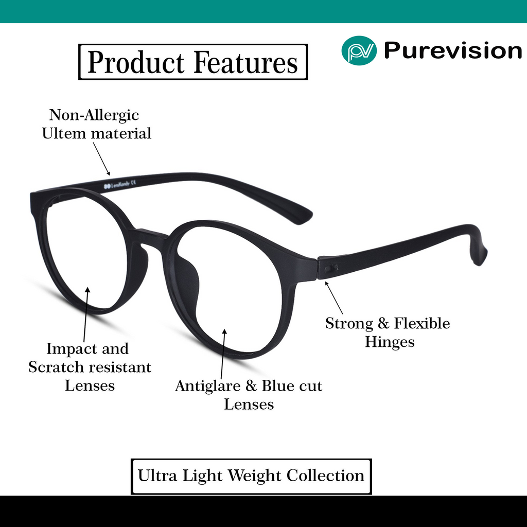Matt Black Round Bi-Focal Reading Glasses for Men & Women